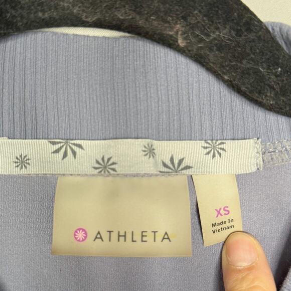 Athleta XSmall XS Light Purple Gray Bombtastic Knit Bomber Jacket Stretch Nylon - Picture 6 of 10